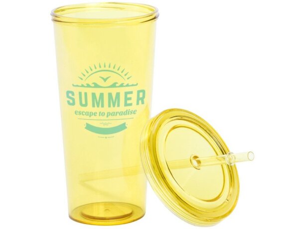 Vaso Trinox de plastico transparente de colores amarillo