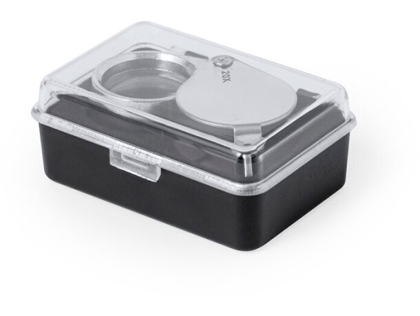 Lupa Rindex 20x metal plateado plegable con estuche acolchado detalle 2