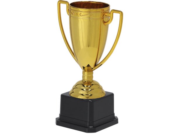 Trofeo Plinar con acabado dorado y base negra detalle 1
