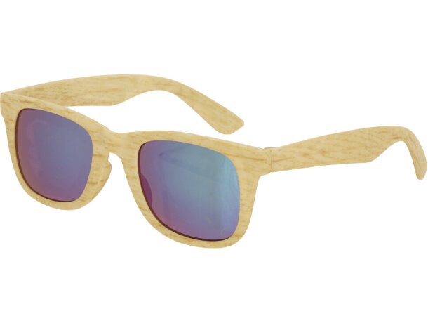 Gafas de sol Sailek con montura estilo madera y lentes espejo detalle 1