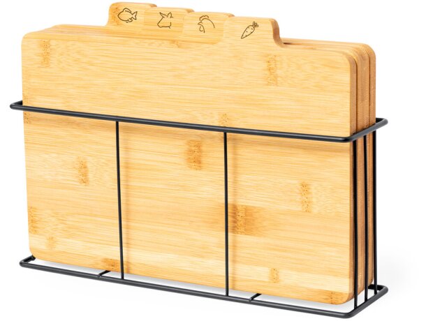 Set tablas corte bambú Sendak con cesta organizadora detalle 2