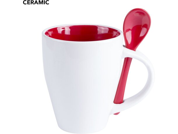 Taza Cotes de cerámica cónica blanca con cuchara de color