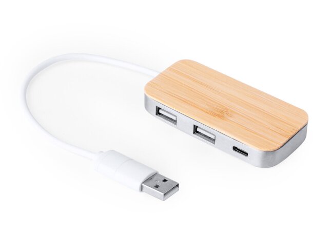 Puerto USB Zurk aluminio reciclado y bambú certificado GRS detalle 3