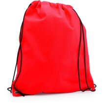 Mochila con cordones y esquinas reforzadas con logo roja