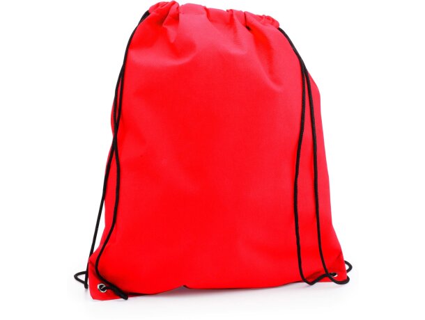 Mochila con cordones y esquinas reforzadas con logo roja