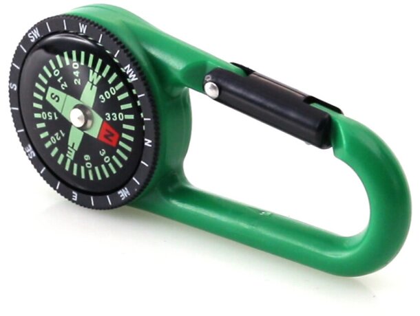 Brújula mosquetón en varios colores personalizada verde personalizada