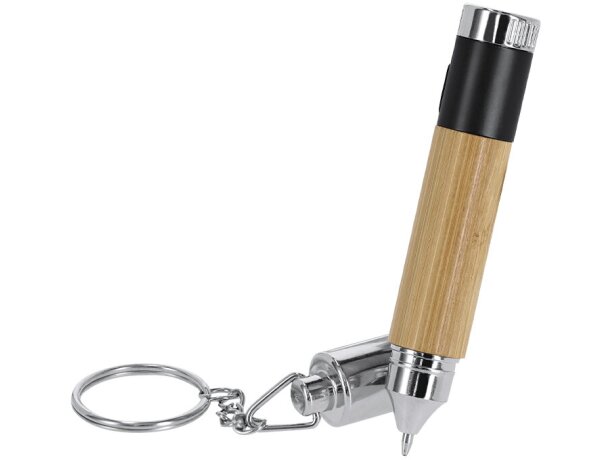 Bolígrafo linterna Nebula bambú con led y tinta azul detalle 2