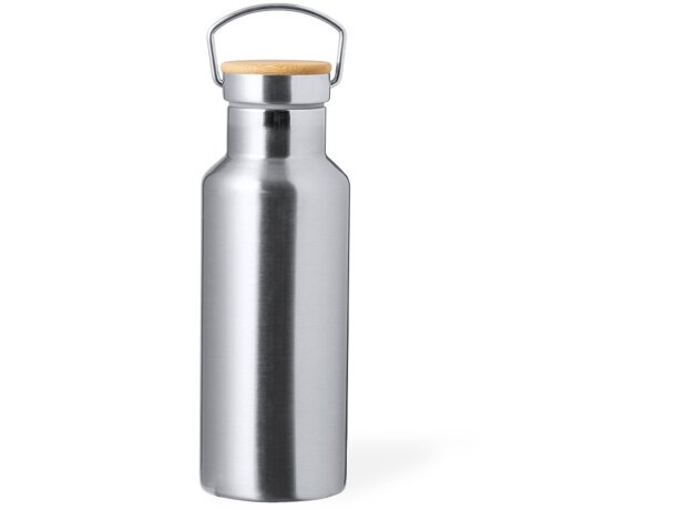 Set de bidón y vaso térmico de acero inoxidable con tapas de bambú Debris detalle 3