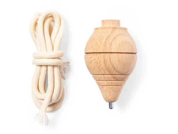 Gico Peonza De Madera Con Cuerda – Trompo Clásico Artesanal De 10 Cm – Juguete Tradicional Fabricado En La UE – Azul