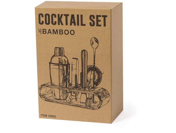 Set cóctel Hunton con base bambú y 9 accesorios profesionales detalle 4