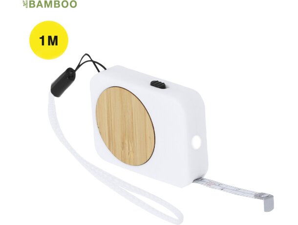 Flexómetro Neuver 1m bambú con LED y cinta de transporte detalle 1