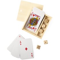 Baraja poker francesa y dados en estuche madera