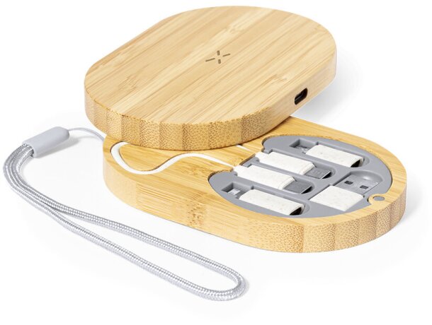 Set de cargadores con cable usb bambú Eliot detalle 3