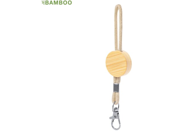 Llaveros originales redondo bambú con cordón eco detalle 1