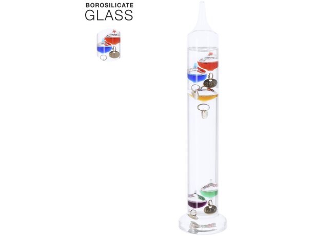Termómetro Galileo en cristal borosilicato con ampollas detalle 1