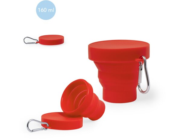 Vasos de plástico silicona plegable con mosquetón detalle 1