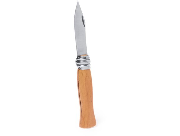 Navaja personalizada empuñadura de madera de acero Hokem detalle 2