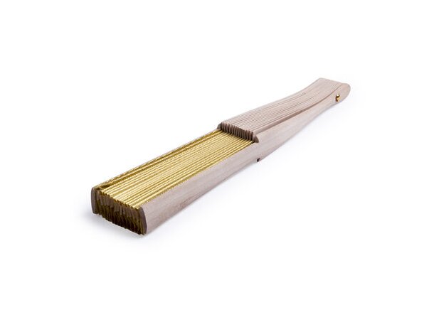 Abanico Mikar con tela brillante grabada