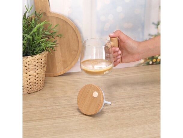 Taza mezcladora eléctrica Rydian cristal borosilicato detalle 4