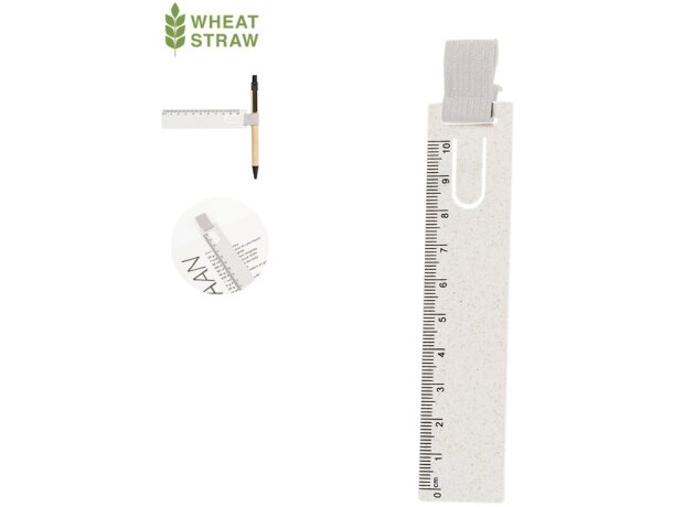 Regla marcapáginas Loiza de caña de trigo con goma elástica detalle 1