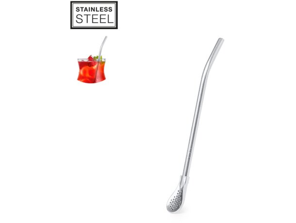 Agitador pajita Evin acero inoxidable con cucharilla filtro detalle 1