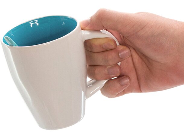 Taza Cotes de cerámica cónica blanca con cuchara de color