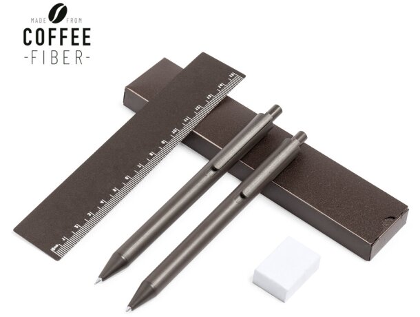 Set bolígrafo eco fibra de café tinta azul Proston detalle 1
