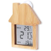 Yenen estación meteorológica bambú con reloj LCD