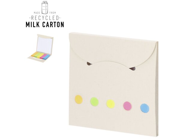 Bloc notas adhesivas Tesher de cartones de leche reciclados detalle 1