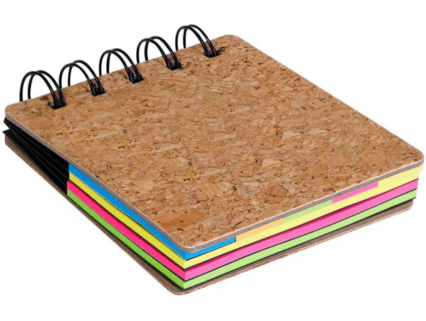 Bloc notas Terny corcho natural con 200 adhesivos colores detalle 2
