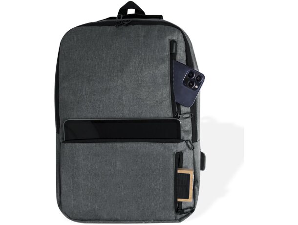 Mochila para portátil con cintas acolchadas y ajustables rPET 600D Ingria detalle 3