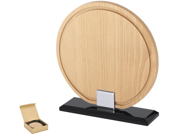 Placa Vererol cristal y madera natural con grabado personalizado detalle 1