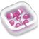 cascos auriculares en estuche personalizado fucsia