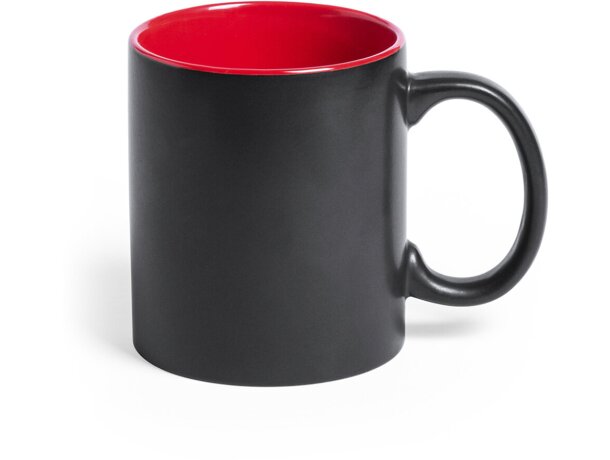 Taza cerámica negro y color rojo personalizada