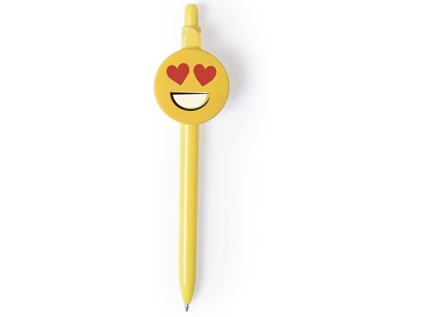 Bolígrafo amarillo con emoticono personalizado Bolígrafo amarillo con emoticono personalizado
