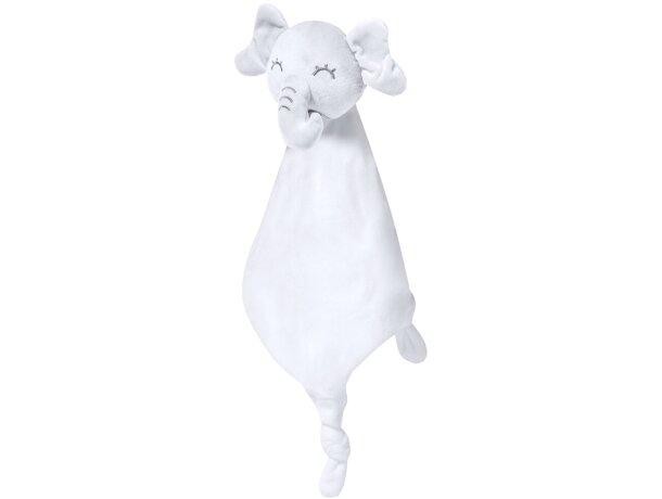 Doudou Marlin elefante blanco con nudos sensoriales para bebé detalle 2