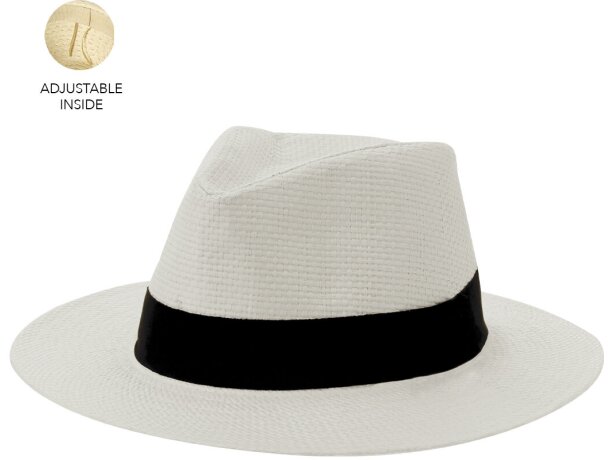 Sombrero Klesnap de paja de papel con cinta negra ajustable detalle 1