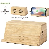 Altavoz Zaphir bambú con carga inalámbrica 10W