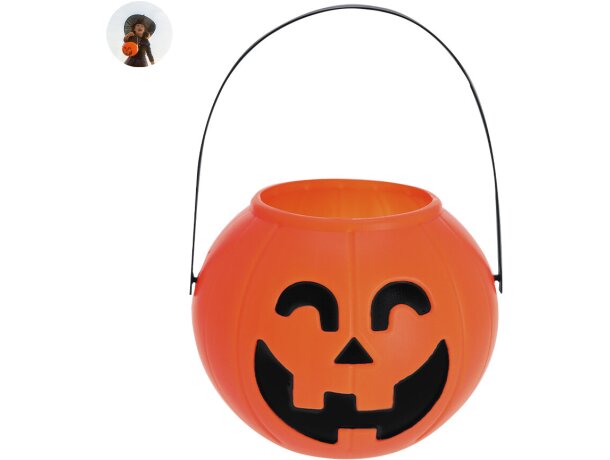 Cesta Halloween Cowel con forma de calabaza y asa integrada detalle 1