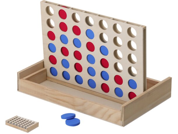 Juego cuatro en raya Caiden madera natural 42 piezas detalle 1