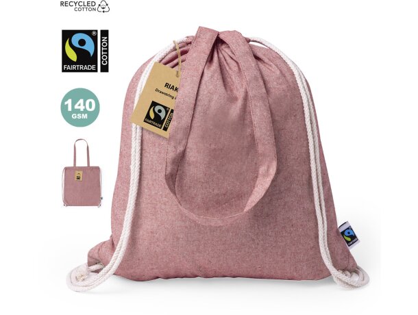 Mochila saco personalizada algodón reciclado 140 g/m2 Riak Fairtrade detalle 2
