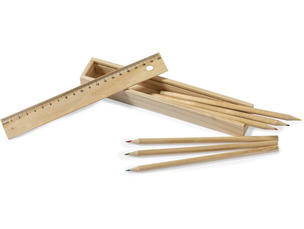 Caja Dragon de madera con tapa y con lápices