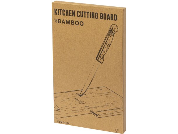 Tabla de madera promocional con cuchillo a juego de bambú Seslat detalle 5