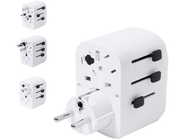 Adaptador enchufes Wando universal con USB y tipo C multiregión detalle 1