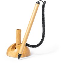 Bolígrafo bambú cable retráctil con logo Mastor