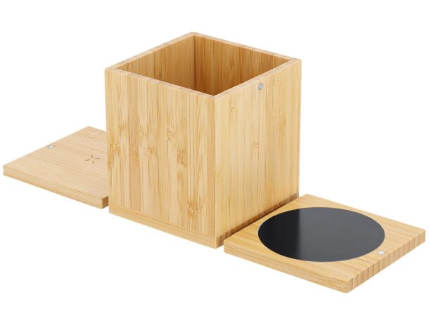 Lapicero multifunción Deblik bambú carga inalámbrica 15W detalle 4