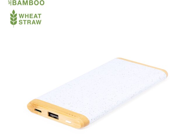 Batería portátil publicitaria de 5000 mah en plástico reciclado detalle 1
