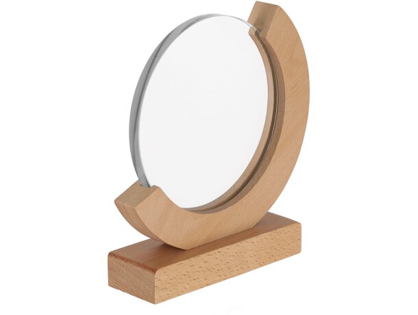 Placa trofeo Xiflex en cristal con base de madera natural detalle 2