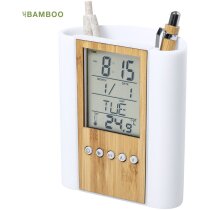 Portalápices multifunción bambú Petrox con reloj