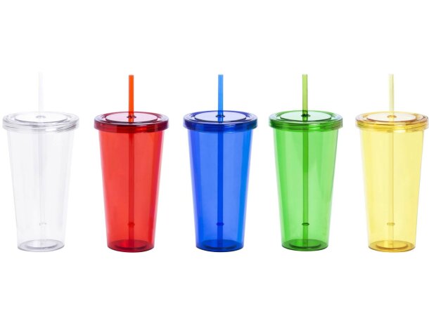 Vaso de plastico transparente de colores personalizado